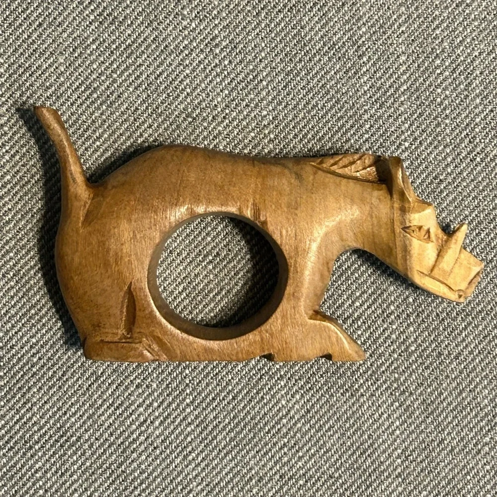 Wooden Safari Animal Napkin Rings Set of 6